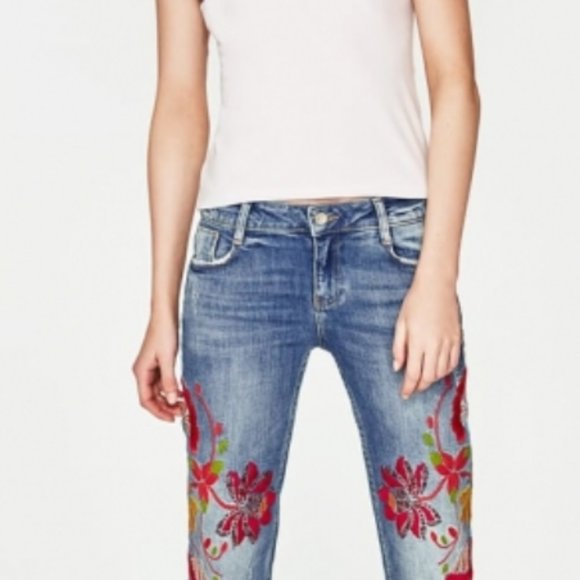 SOLD - Brand New Zara embroidered jeans - Picture 5 of 6